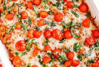 Caprese Chicken & Quinoa Casserole Recipe with Basil and Mozzarella