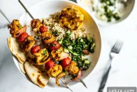 Moroccan Chicken Skewers with Charred Lemon and Spices