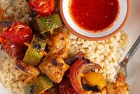 30-Minute Harissa Chicken Skewers with Yogurt Dip