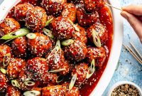 Korean BBQ Chicken Meatballs with Gochujang Glaze