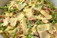 Summer Pasta with Arugula, Prosciutto & Parmigiano