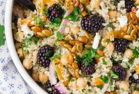Quinoa and Chickpea Salad with Blackberries and Candied Pepitas