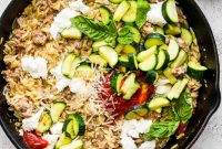 Sausage and Zucchini Skillet with Orzo Pasta