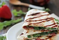 Roasted Strawberry, Brie & Arugula Quesadillas Recipe