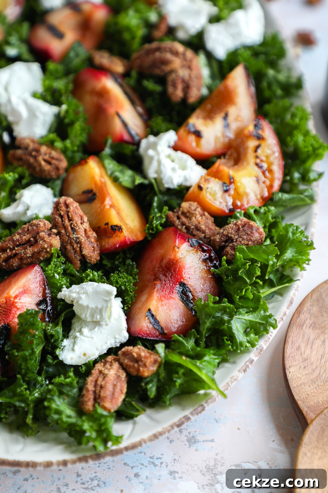Close up photo of a grilled plumcot slice