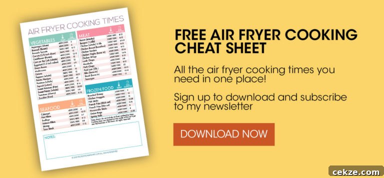 air fryer cheat sheet printable