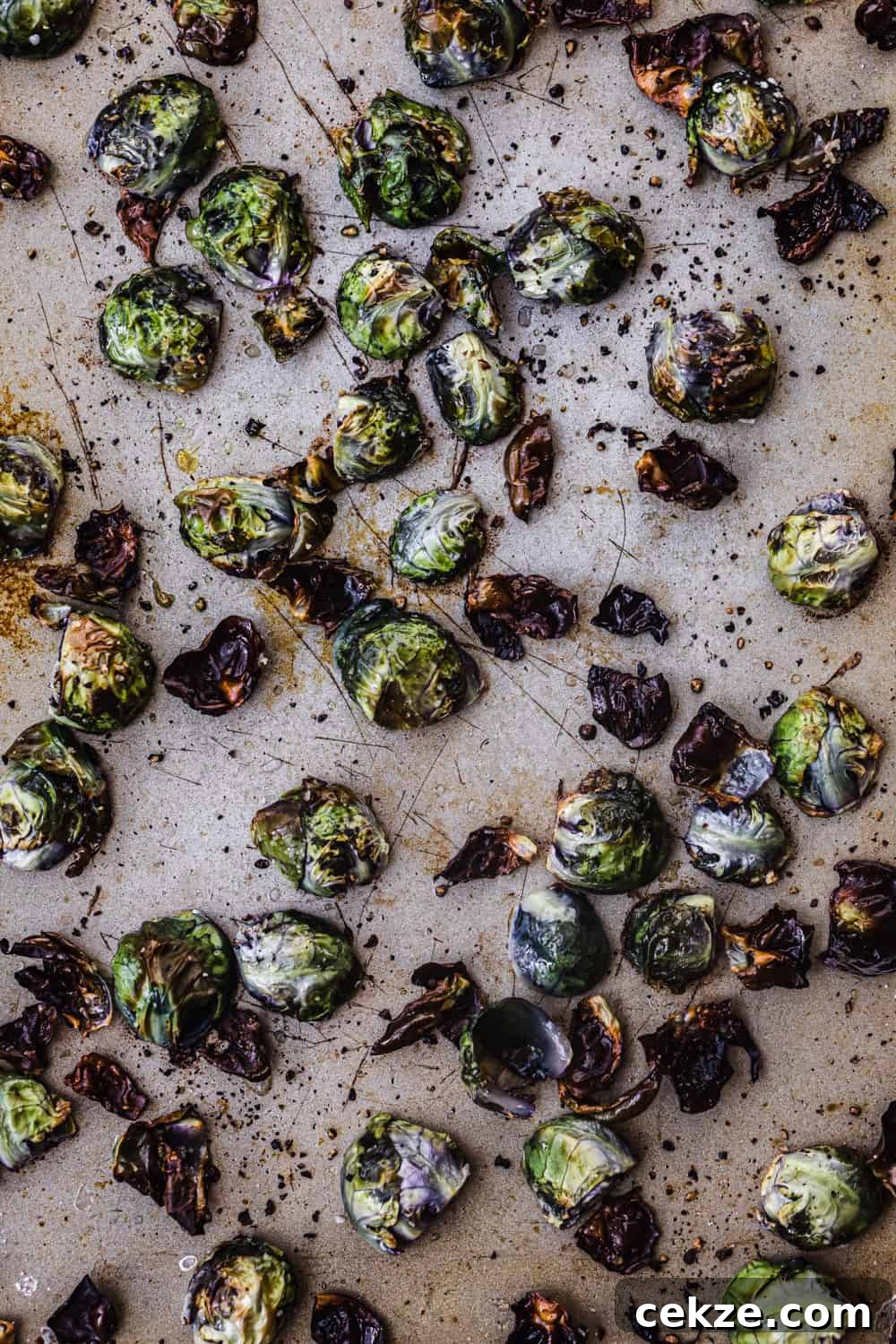 up close shot of brussel sprouts just out of the oven to be used in the farmers market salad