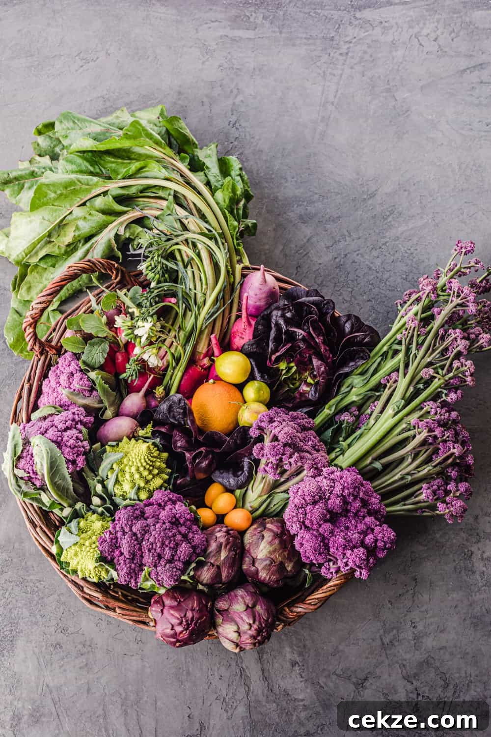 farmers market salad ingredient shot of farmers market fresh produce in a basket