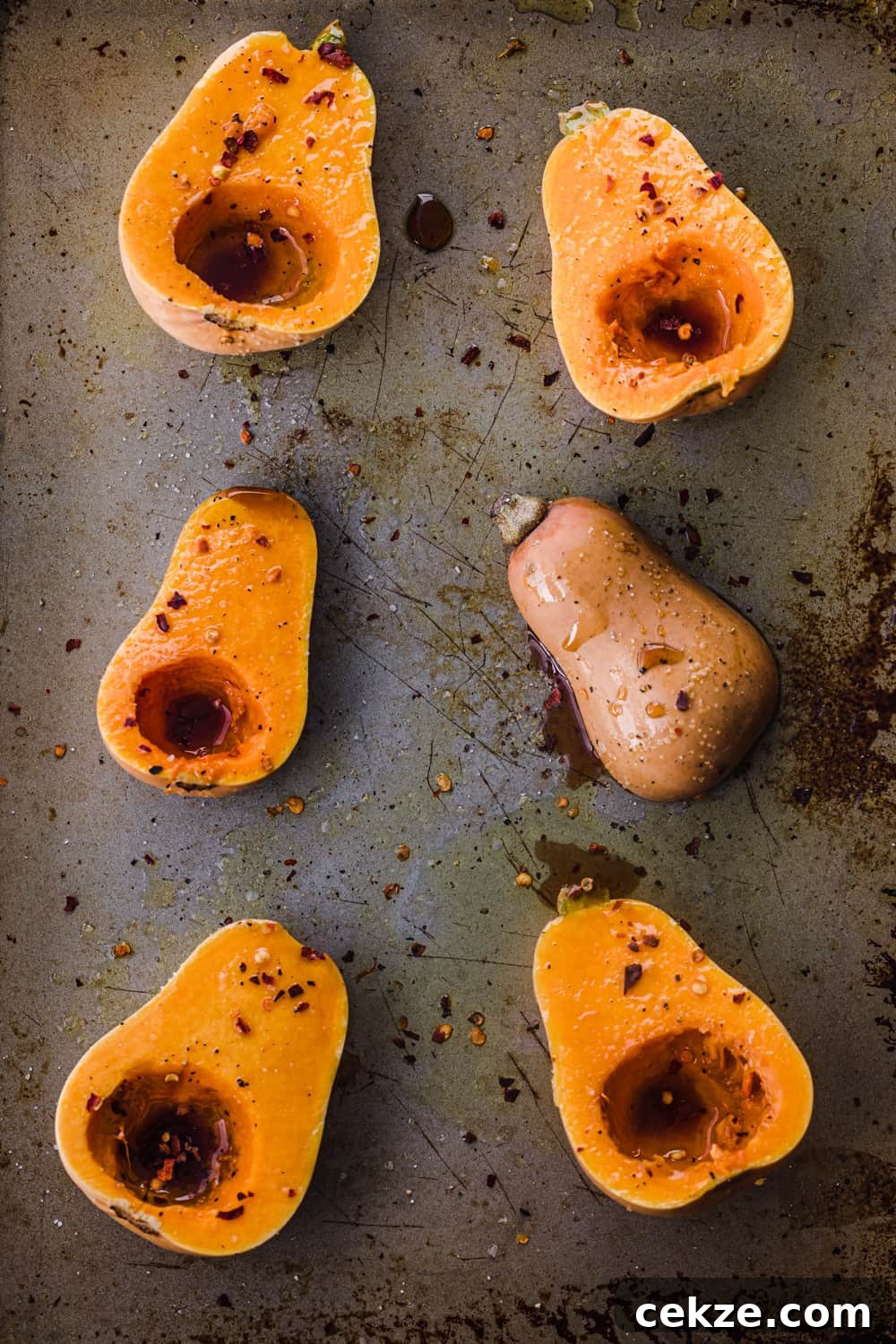 up close shot of butternut squash prepped to be roasted and used in the farmers market salad