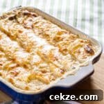 Dauphinoise potatoes in a baking dish.