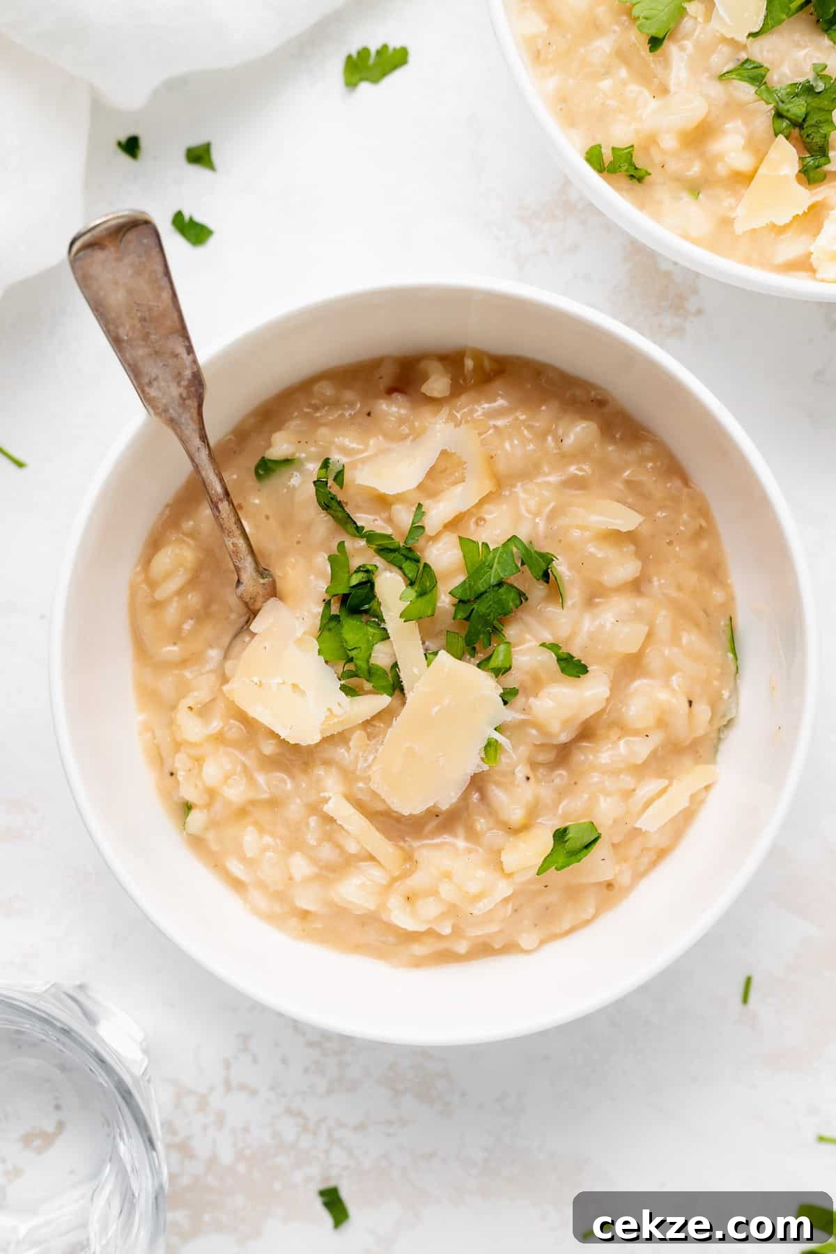 Parmesan risotto in bowl.