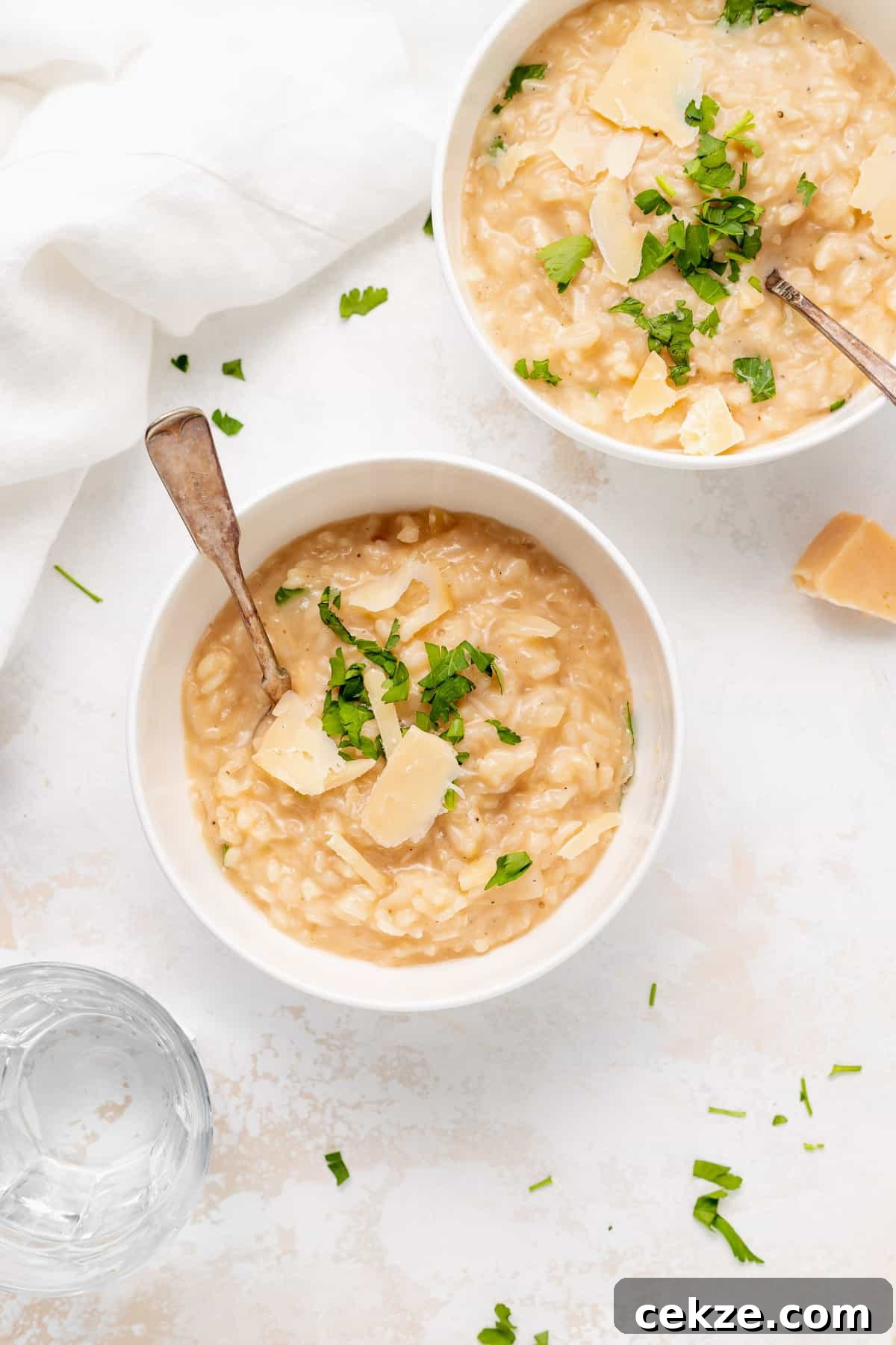 Parmesan risotto in bowl.