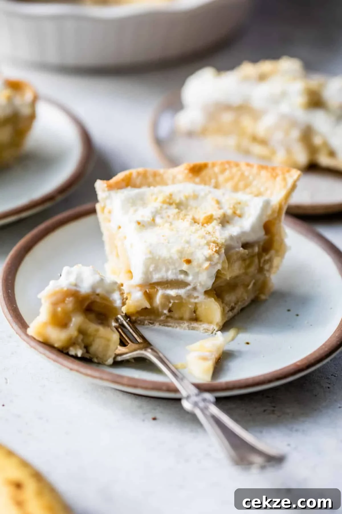 Creamy Banana Pudding Pie Recipe: Step-by-Step Dessert Guide 2 slice of banana pudding pie on a plate with a fork and a bite taken out