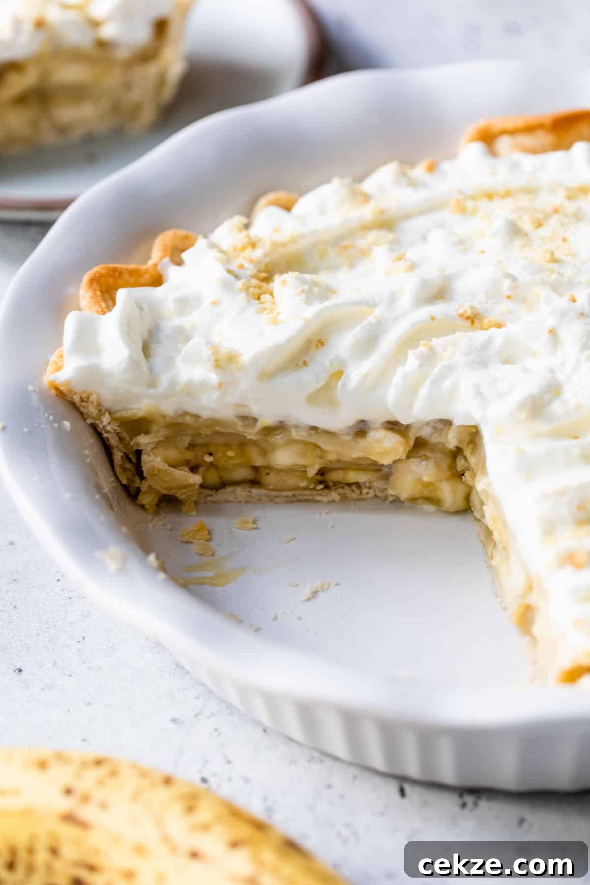 Creamy Banana Pudding Pie Recipe: Step-by-Step Dessert Guide 6 close-up of banana pudding pie with a slice taken out