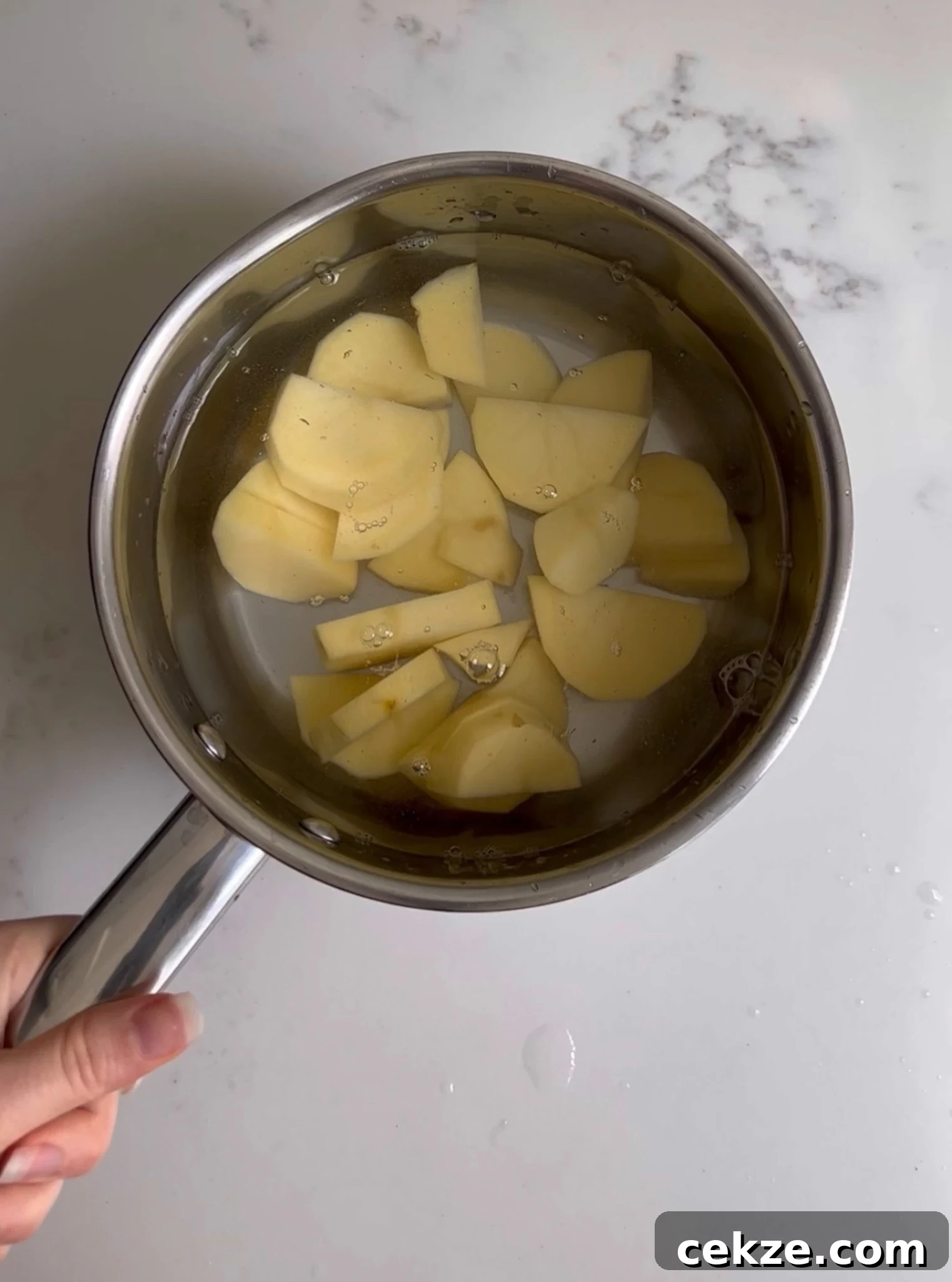 Potatoes in a pot.