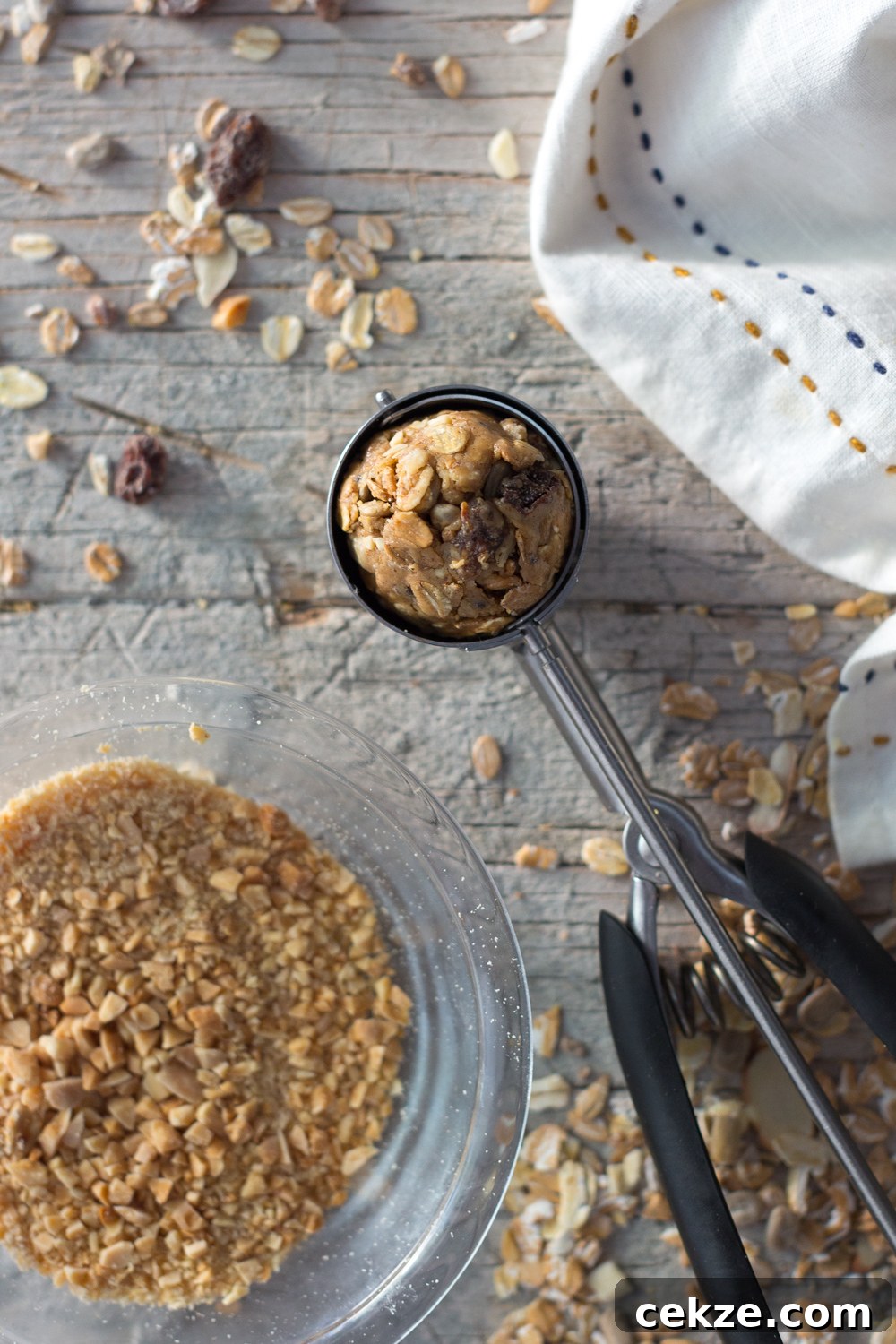Scooping Muesli Almond Energy Balls