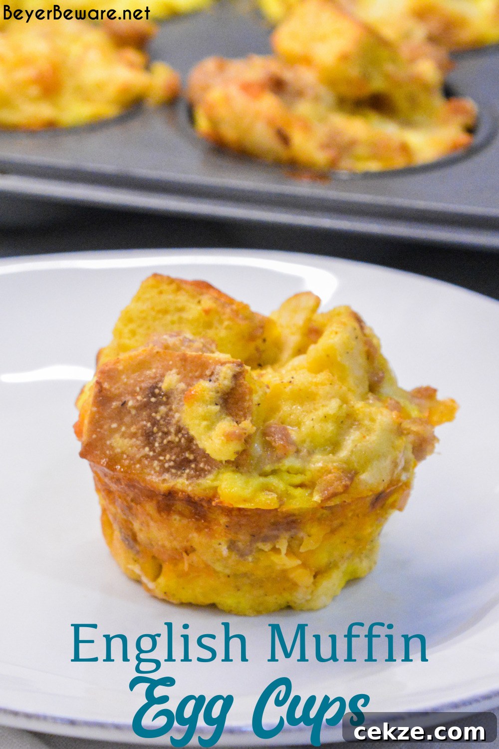 English Muffin Egg Cups are individual egg casseroles made from combining cubed English muffins, breakfast sausage, eggs, and cheese and then ready to eat, freezer, or fridge for quick breakfasts all week long.