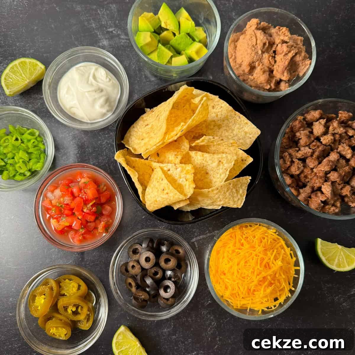 air fryer nachos with ground beef ingredients