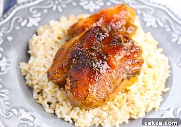 BBQ Peach Crockpot Chicken Thighs