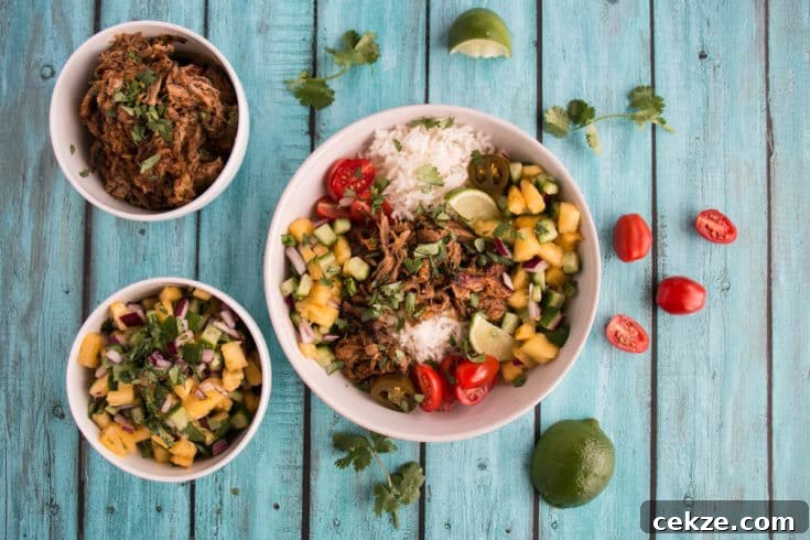 Slow Cooker Pork Carnitas Burrito Bowls