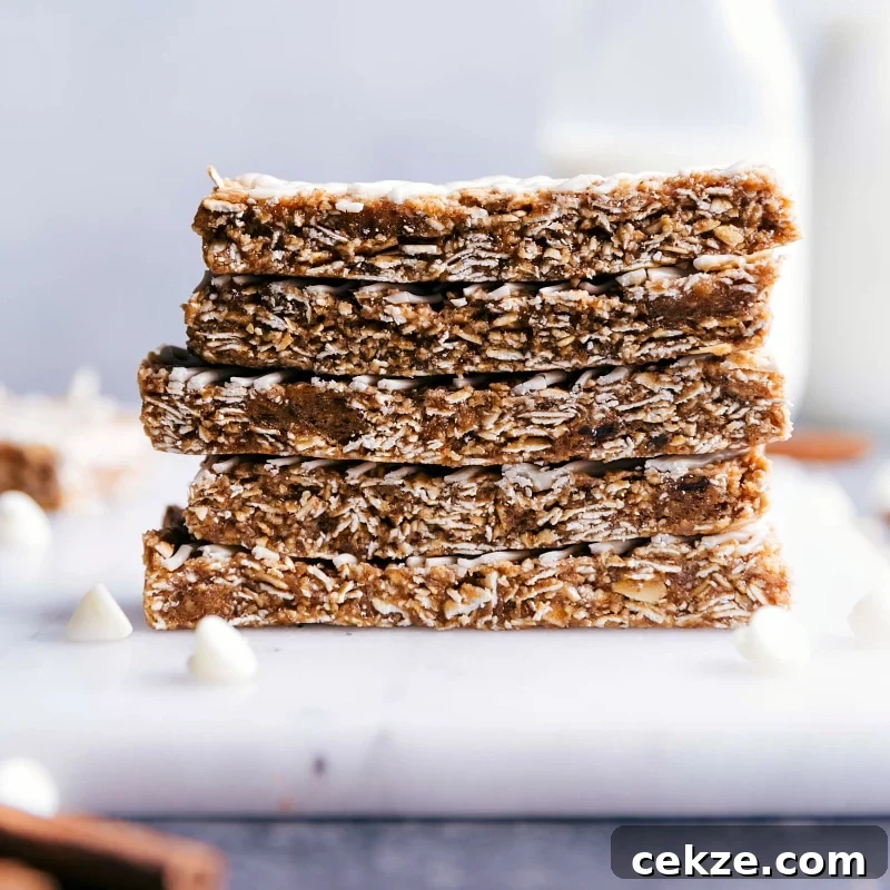 Oatmeal Granola Bars stacked on top of each other