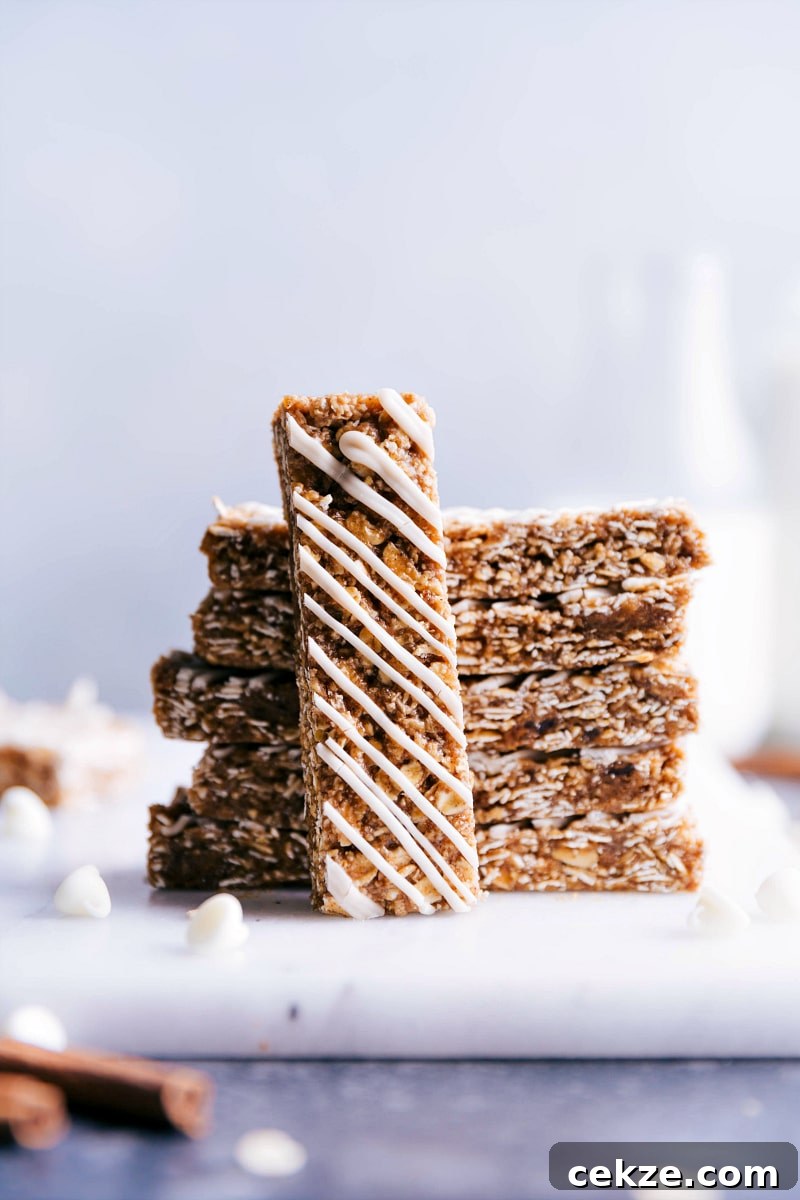 Oatmeal Granola Bars showing the glazed top