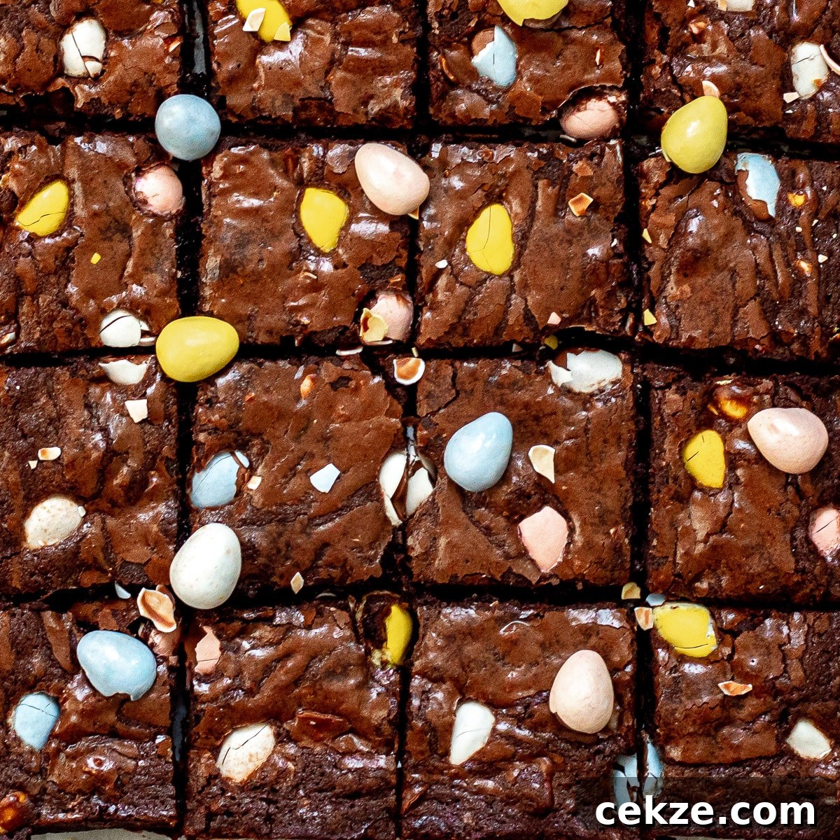 top view of mini egg brownies