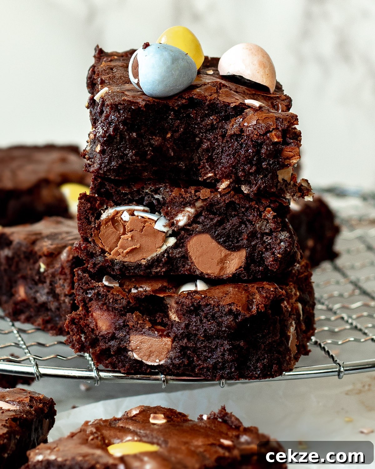 brownie recipe stacked on a tray