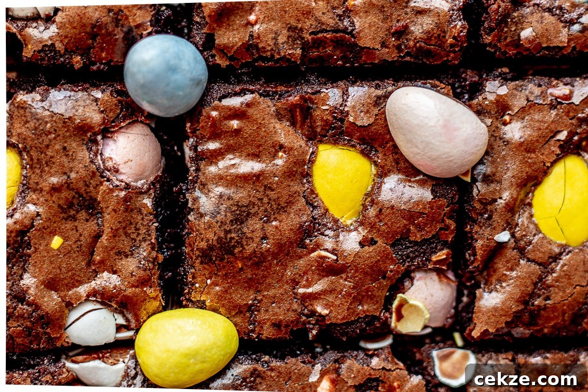 closeup of mini egg brownies
