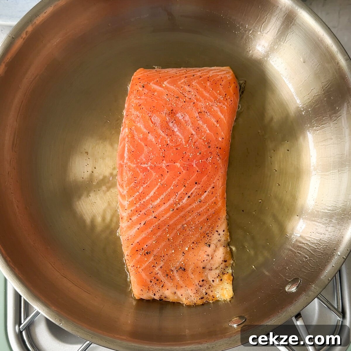 Fry the salmon skin side down!