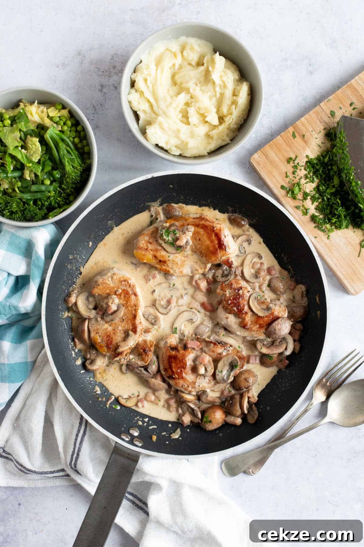 Pan-Seared Pheasant Breast with Creamy White Wine Sauce 2 Pheasant breasts in a pan.