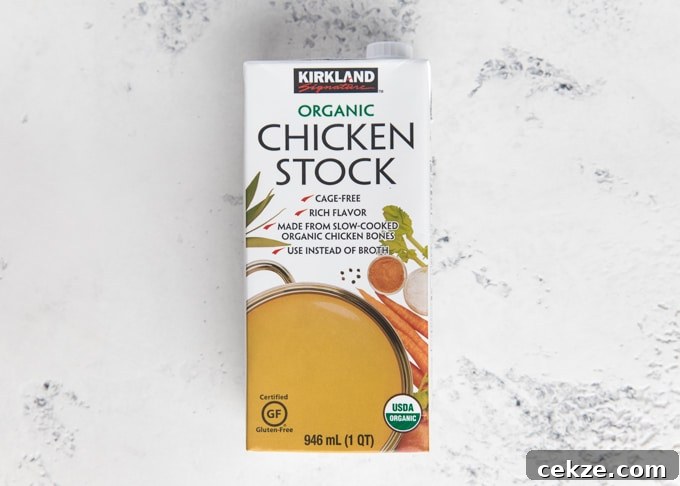 box of kirkland organic chicken stock