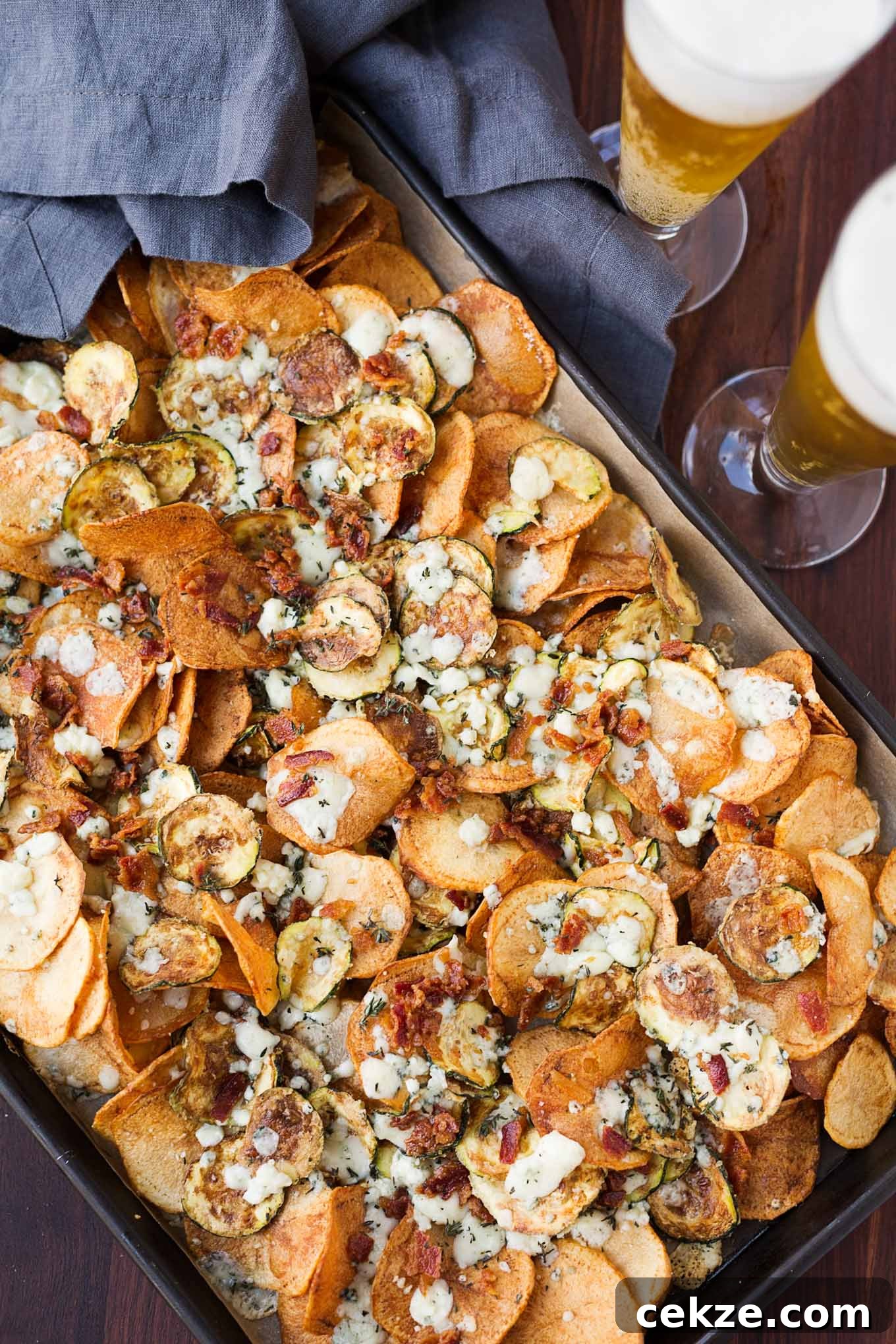 potato chips zucchini with bacon gorgonzola and thyme