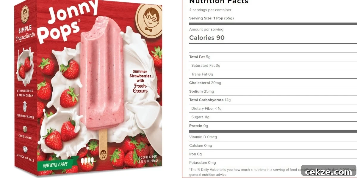johny pops label and nutrition info