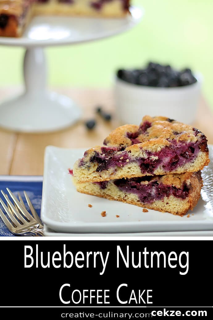 Blueberry and Nutmeg Coffee Cake Recipe for Brunch 4 Blueberry Nutmeg Coffee Cake Served on White Square Plate