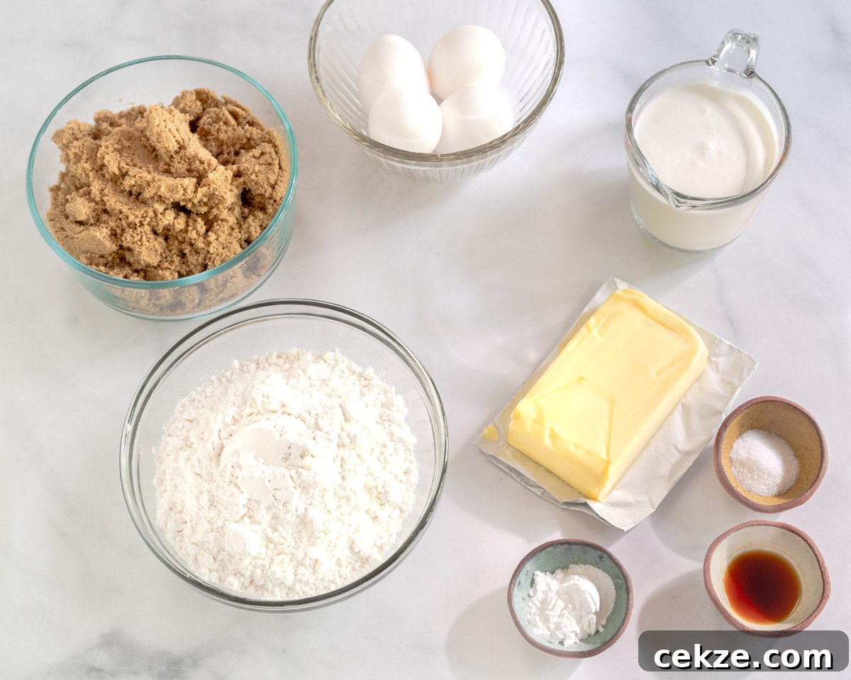 Authentic Cuban Rum Cake Recipe: Moist Drunken Cake with Rum Glaze 3 Ingredients used to make Cuban Rum Cake from scratch including Salt, baking powder, flour, unsalted butter, brown sugar, Eggs, vanilla Extract, and whipping cream. Hostess At Heart