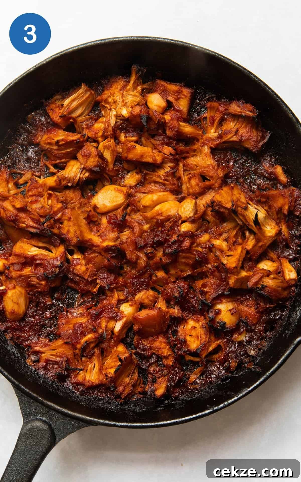 ingredients for vegan jackfruit gyros in a pan.