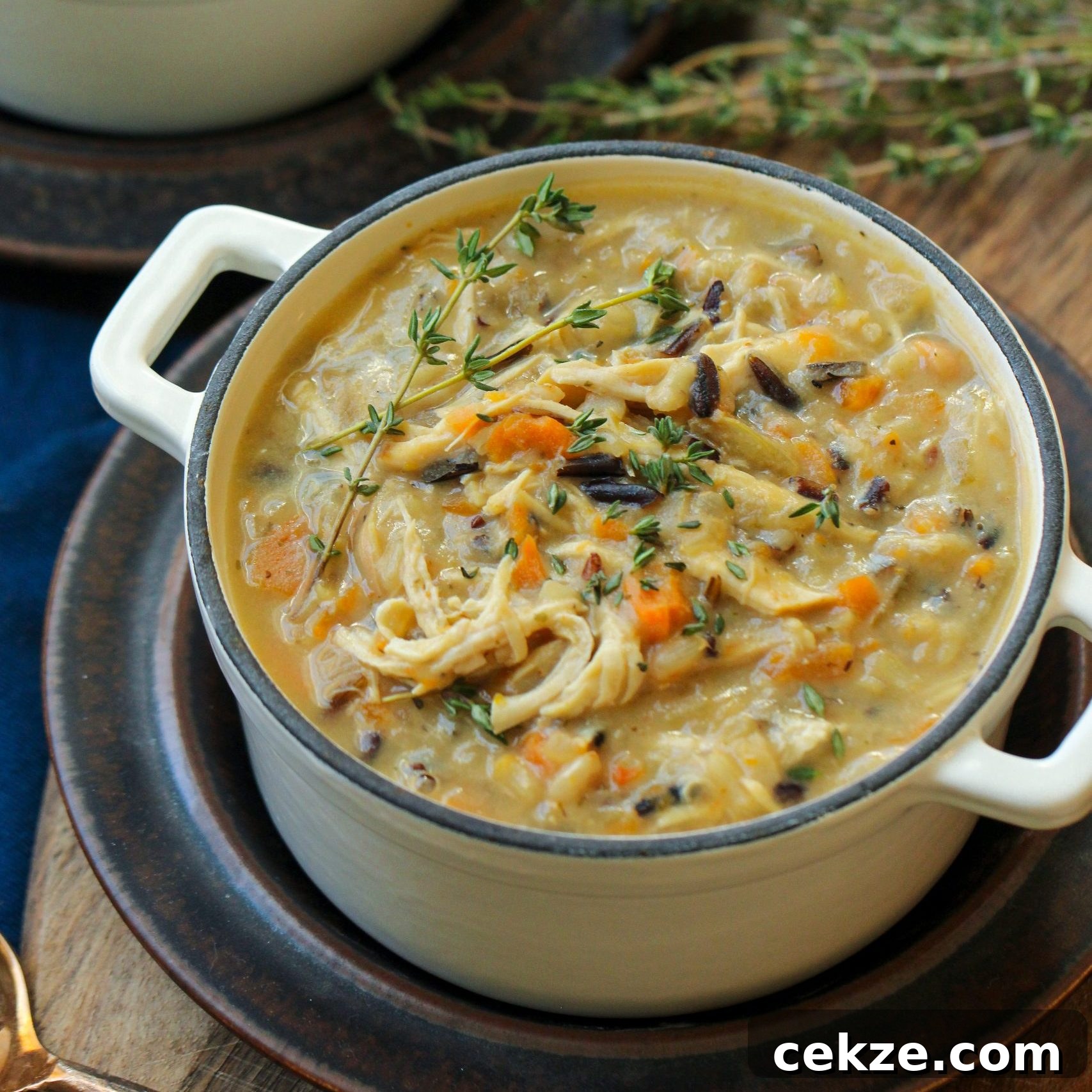 Chicken Wild Rice Soup - Gluten-free, dairy-free, and naturally nut-free and egg-free. An EASY allergen-friendly soup you can cook in the Instant Pot, slow cooker, or on the stove. Filled with 28 grams of protein per serving!