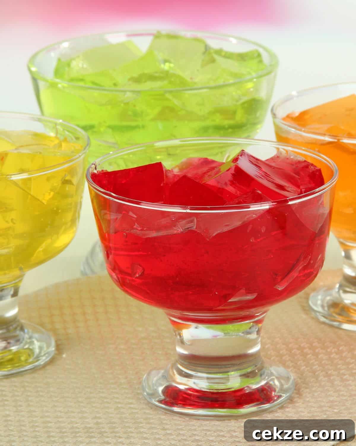 Different fruit flavors cut into cubes.
