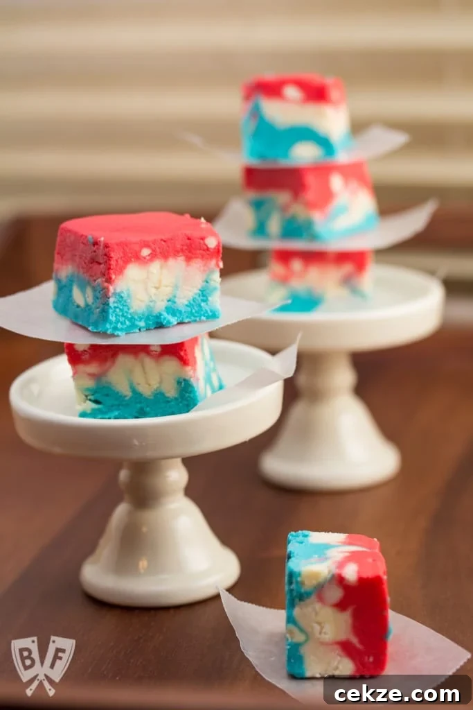 4th of July Tie Dyed Fudge: A festive red, white and blue treat!