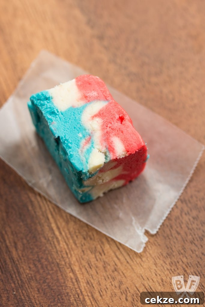 4th of July Tie Dyed Fudge: A festive red, white and blue treat!