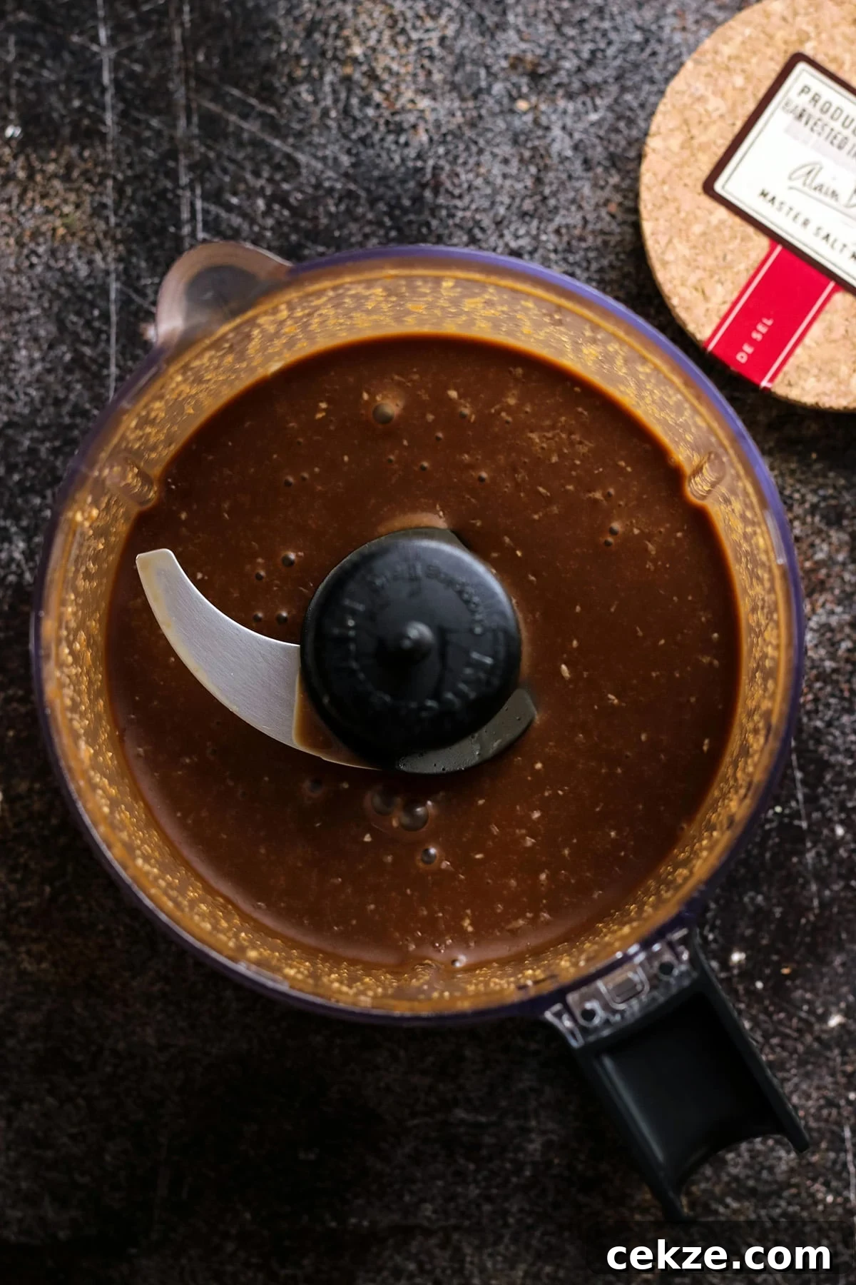 Balsamic maple glaze in a food processor.
