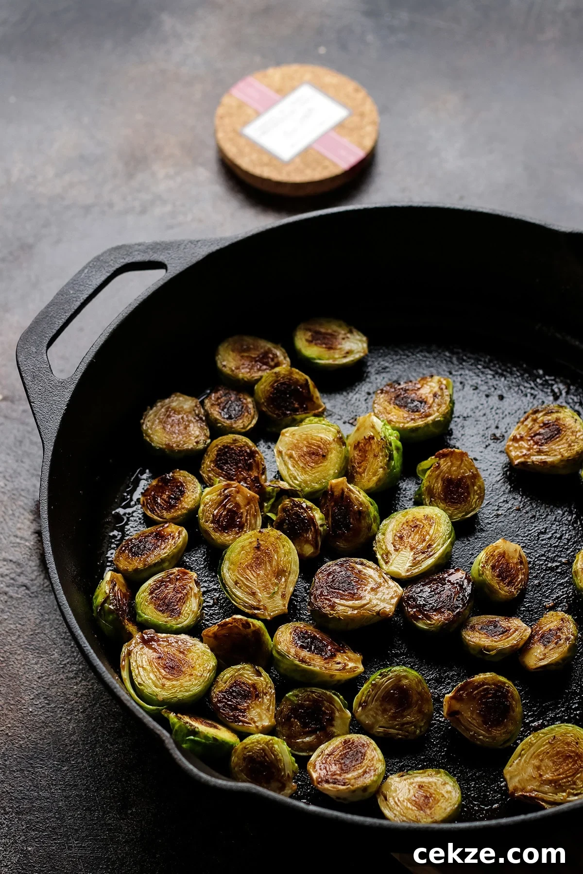 Balsamic Glazed Brussels Sprouts in a Pan.