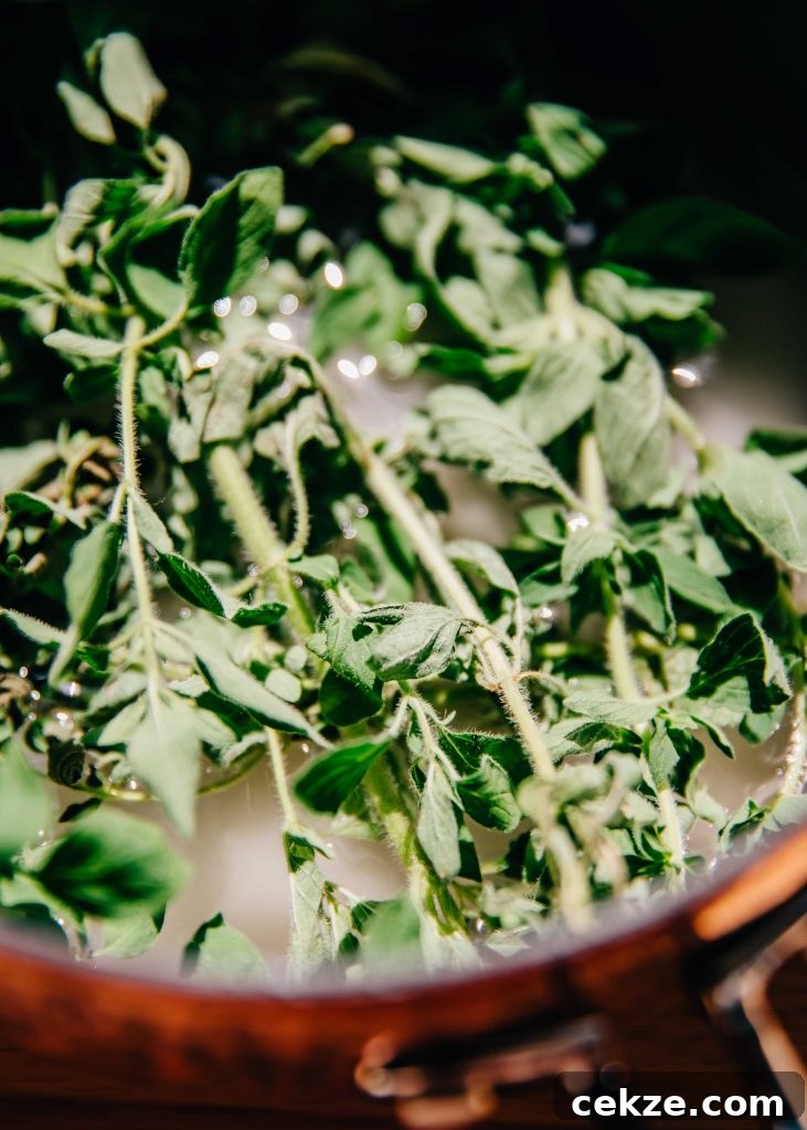 Oregano Simple Syrup for Cocktails | Well and Full | #recipe #vegan #vegetarian #spring #seasonal