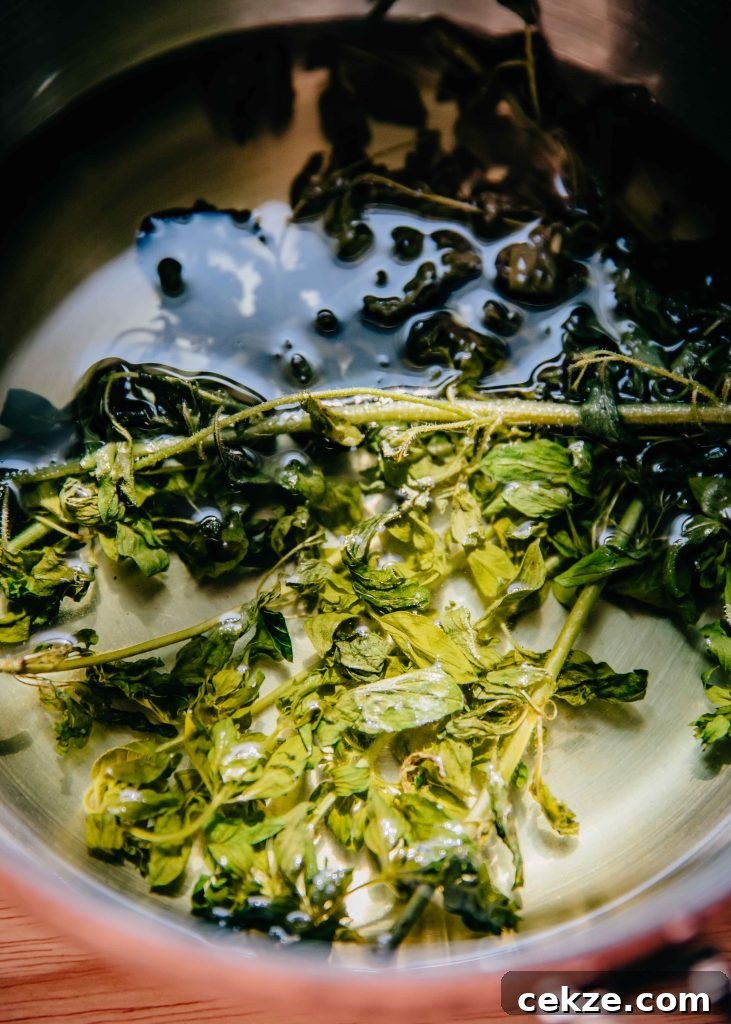 Oregano Simple Syrup for Cocktails | Well and Full | #recipe #vegan #vegetarian #spring #seasonal