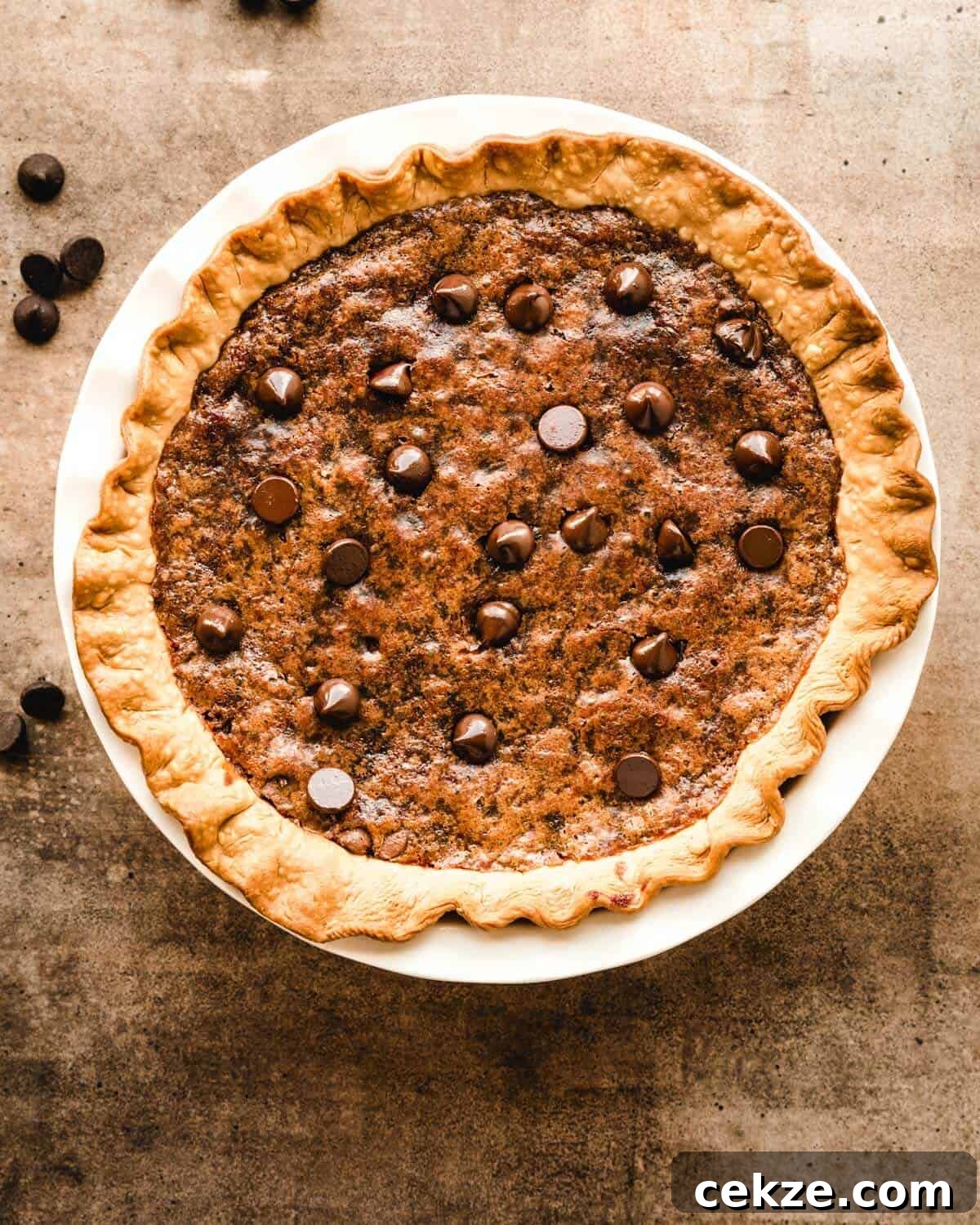 Ultimate Chocolate Chip Cookie Pie Recipe for Every Occasion 8 Top view of a chocolate chip pie.