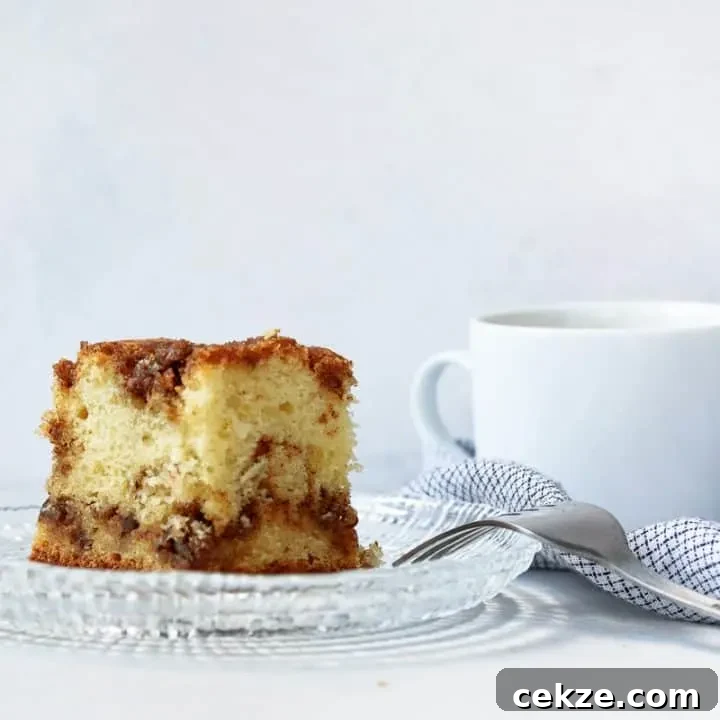 slice of easy sour cream coffee cake