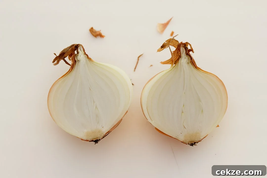 An onion that's been cut in half