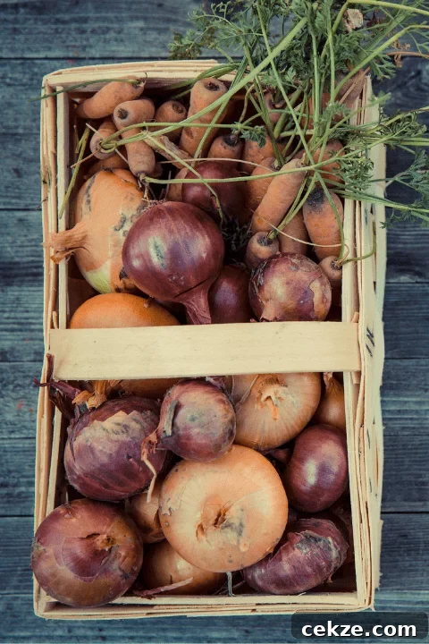 Brown and red onions in a basket