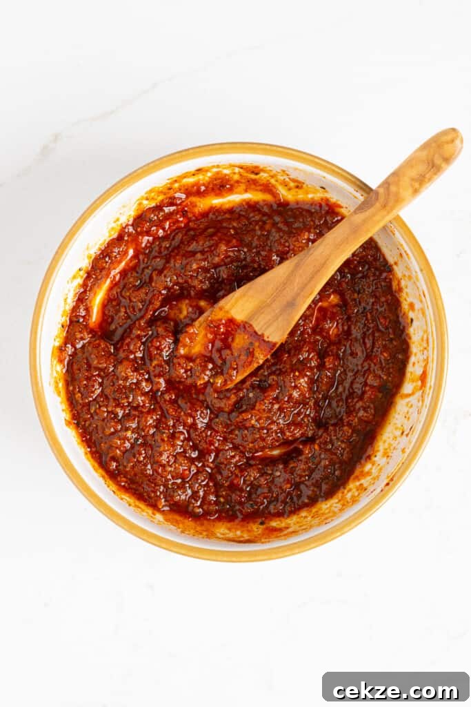 a bowl of harissa marinade